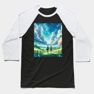 A Walk in Heaven - Anime Drawing Baseball T-Shirt